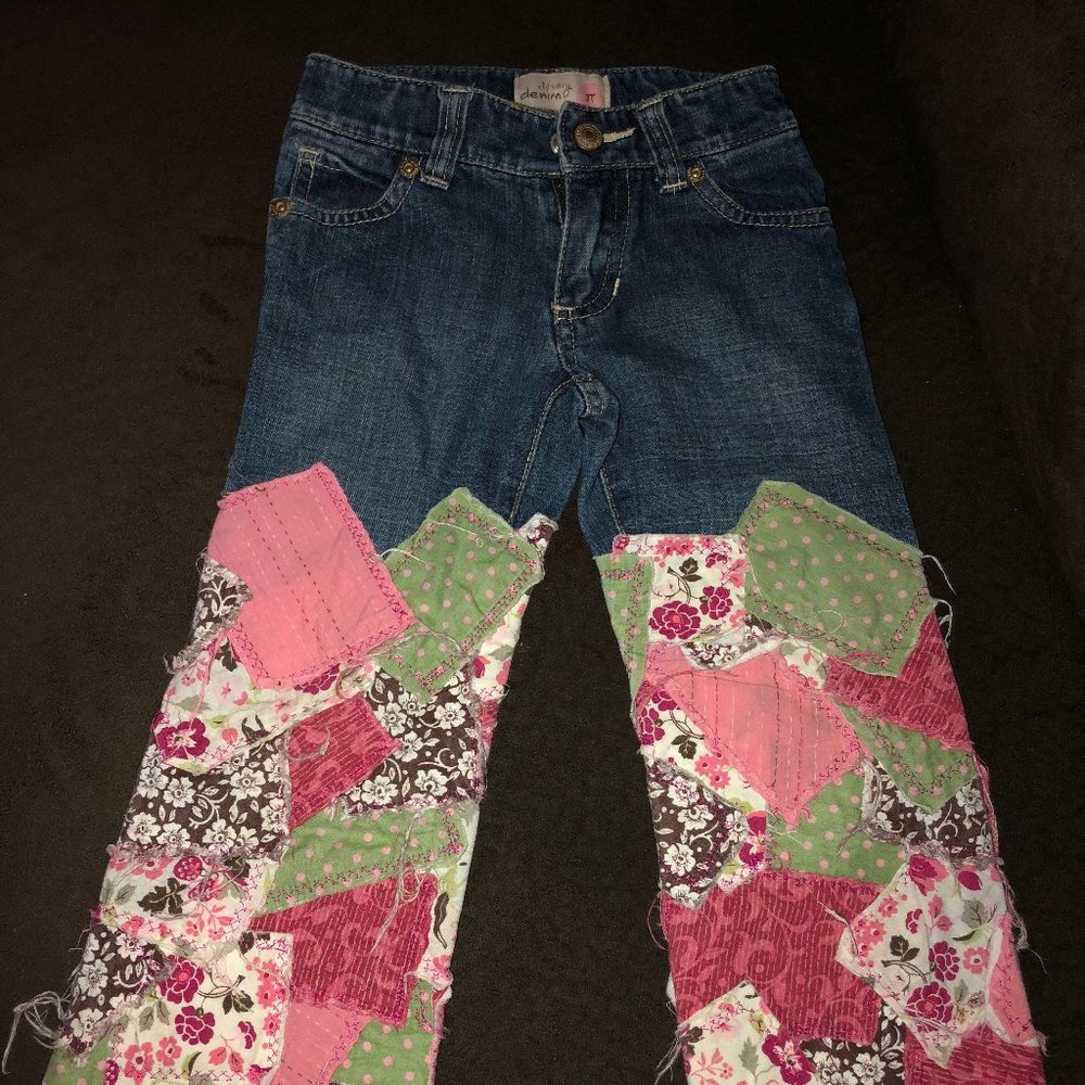 Decoupage/Patchwork jeans sz 3T toddler girls